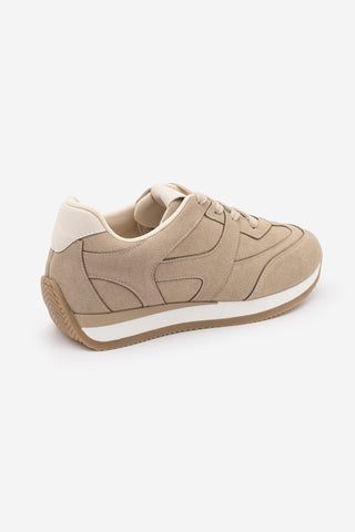 Kadın Sneaker Bağcıklı Spor Ayakkabı Foryeta - Bej Süet