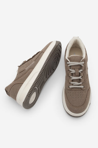 Kadın Sneaker Kalın Taban Spor Ayakkabı Loske - Vizon Süet