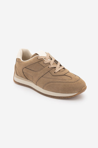 Kadın Sneaker Bağcıklı Spor Ayakkabı Foryeta - Camel Süet