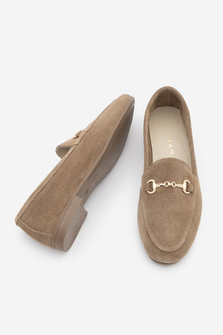 Kadın Hakiki Deri Zincirli Loafer Ayakkabı Tanle - Taba Süet