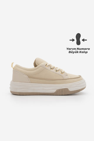 Kadın Sneaker Keten Spor Ayakkabı Hesna - Bej
