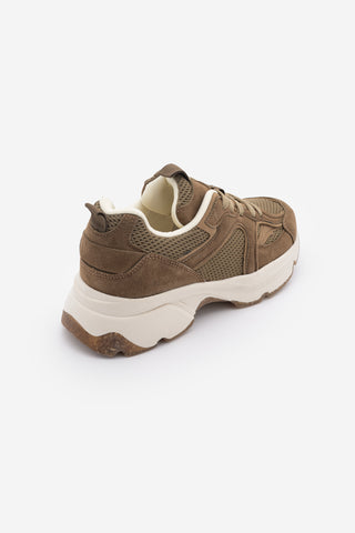 Kadın Süet Dokulu Bağcıklı Günlük Sneaker Terita - Tütün Kahve Süet