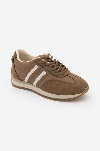Kadın Sneaker Bağcıklı Spor Ayakkabı Liyante - Tütün Kahve Süet
