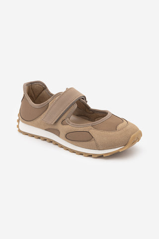Kadın Mary Jane Sneaker Bantlı Süet Detaylı Günlük Spor Babet Sneaker Yotina - Camel Süet