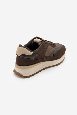Kadın Sneaker Bağcıklı Spor Ayakkabı Arvon - Kahve Süet