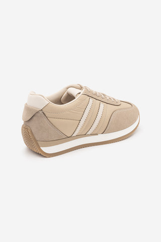 Kadın Sneaker Bağcıklı Spor Ayakkabı Liyante - Bej Süet