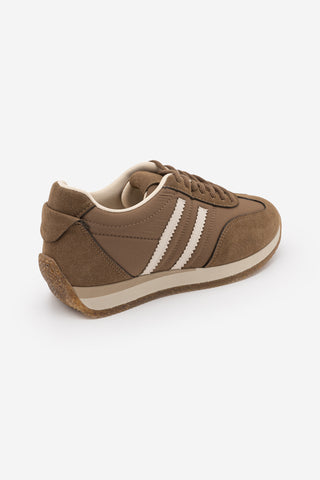 Kadın Sneaker Bağcıklı Spor Ayakkabı Liyante - Tütün Kahve Süet
