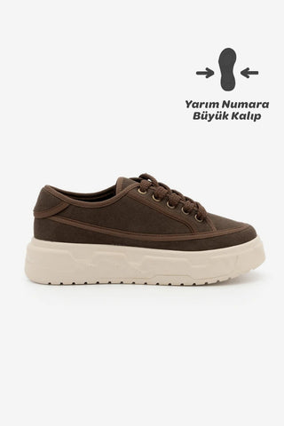 Kadın Sneaker  Spor Ayakkabı Ergu - Kahve Keten