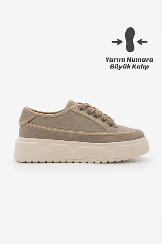 Kadın Sneaker  Spor Ayakkabı Ergu - Vizon Keten
