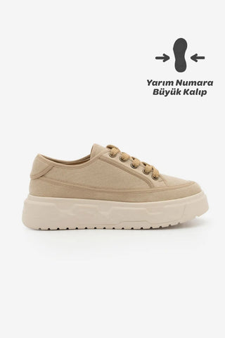 Kadın Sneaker  Spor Ayakkabı Ergu - Bej Keten