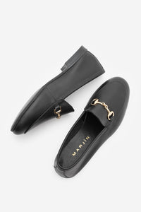 Kadın Hakiki Deri Zincirli Loafer Ayakkabı Tanle - Siyah