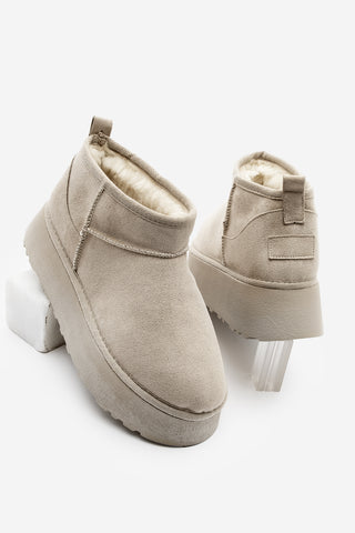 Kadın  İçi Kürklü Bot Tefis - Bej Süet