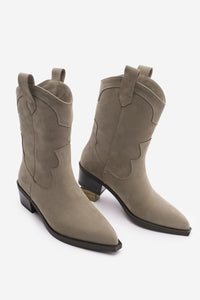 Kadın Sivri Burun Western Bot Voleta - Vizon Süet