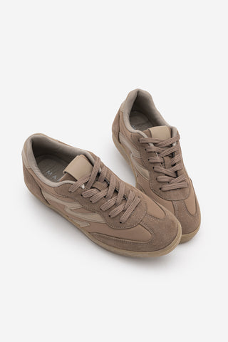 Kadın Sneaker Bağcıklı Süet Spor Ayakkabı Starse - Vizon