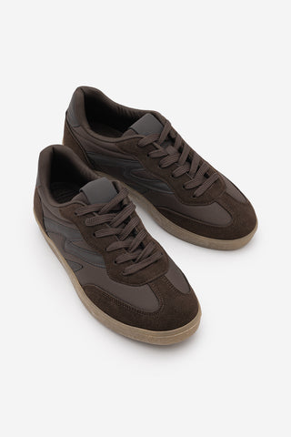 Kadın Sneaker Bağcıklı Süet Spor Ayakkabı Starse - Kahve
