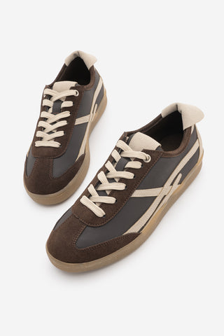 Kadın Sneaker Bağcıklı Spor Ayakkabı Alvena - Kahve Süet