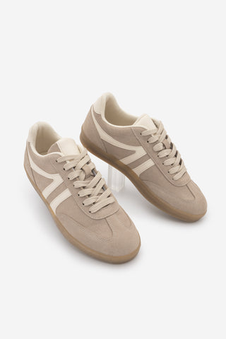 Kadın Sneaker Bağcıklı Spor Ayakkabı Tiyone - Camel Süet