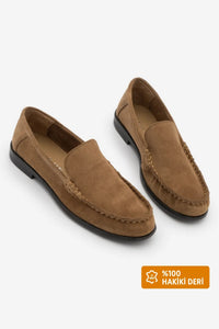 Kadın Hakiki Deri Makosen Loafer Günlük Ayakkabı Elsan - Camel Süet