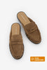 Kadın Hakiki Deri Önü Kapalı Büzgülü Loafer Günlük Terlik Calista - Camel Süet