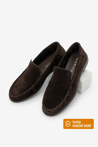 Kadın Hakiki Deri Makosen Loafer Günlük Ayakkabı Elsan - Kahve Süet