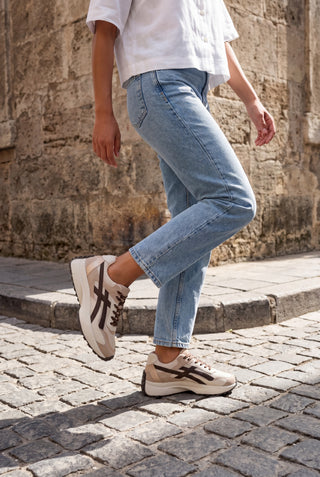 Kadın Sneaker Kalın Taban Sneaker Spor Ayakkabı Ribaga - Kahve