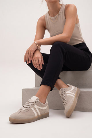 Kadın Sneaker Bağcıklı Spor Ayakkabı Tiyone - Camel Süet