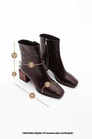 Kadın Topuklu Bot&Bootie Sayen - Kahve Croco