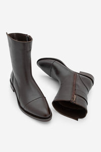 Kadın Hakiki Deri Günlük Bot Tekas - Kahve