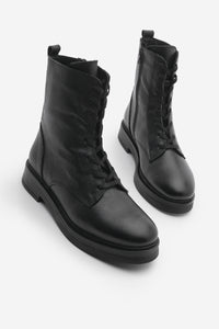 Kadın Hakiki Deri Postal Bot Kafle - Siyah