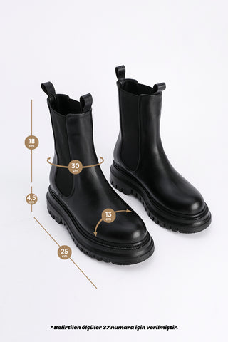 Kadın  Elastik Yan Bantlı Günlük Bot Bekira - Siyah