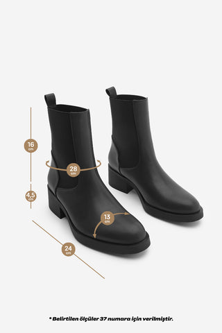 Kadın Lastikli Topuklu Günlük Bot Tunles - Siyah