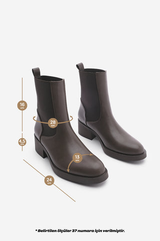 Kadın Lastikli Topuklu Günlük Bot Tunles - Kahve