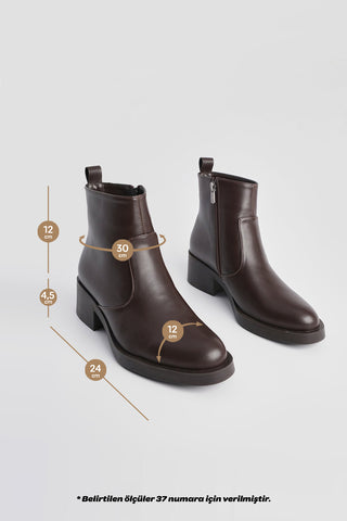 Kadın Topuklu Günlük Bot Gontre - Kahve
