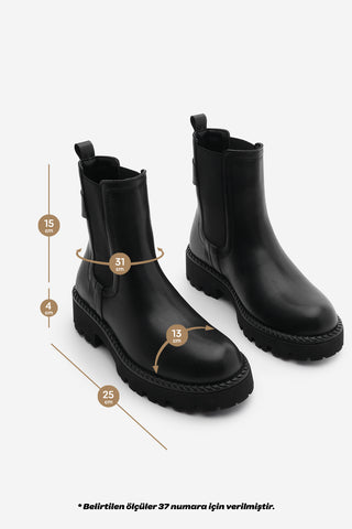 Kadın Lastikli Günlük Bot Kolesya - Siyah