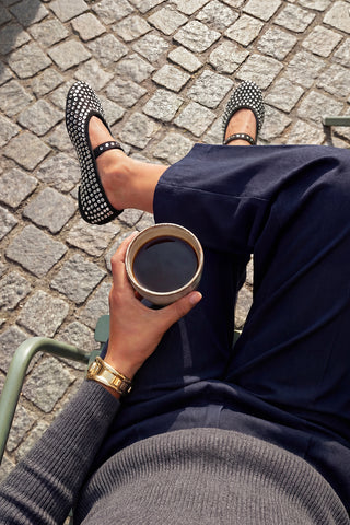 Kadın Taşlı Babet Tevila - Siyah