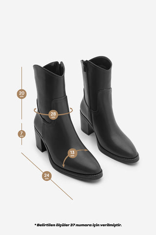 Kadın Kalın Topuklu Bot Tasim - Siyah