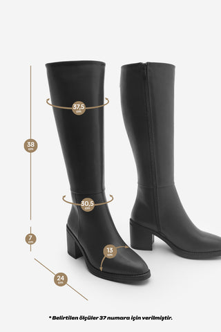 Kadın Topuklu Çizme Aktone - Siyah