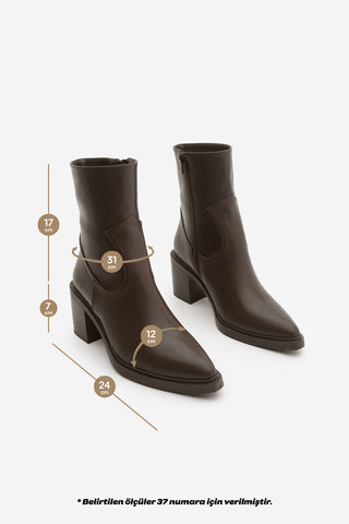 Kadın Topuklu Bot Fortap - Kahve