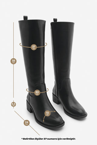 Kadın Topuklu Çizme Levarin - Siyah