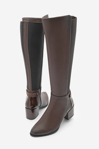 Kadın Topuklu Çizme Aret - Kahve