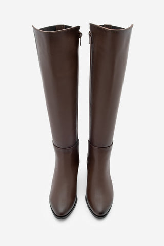 Kadın Topuklu Çizme Aret - Kahve