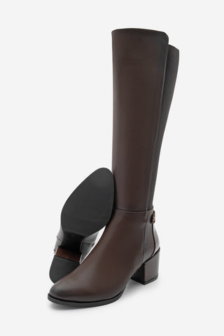 Kadın Topuklu Çizme Aret - Kahve