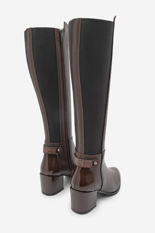 Kadın Topuklu Çizme Aret - Kahve