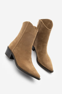 Kadın Sivri Burun Western Bot Vildo - Taba Süet