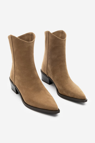 Kadın Sivri Burun Western Bot Vildo - Taba Süet