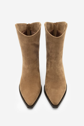 Kadın Sivri Burun Western Bot Vildo - Taba Süet