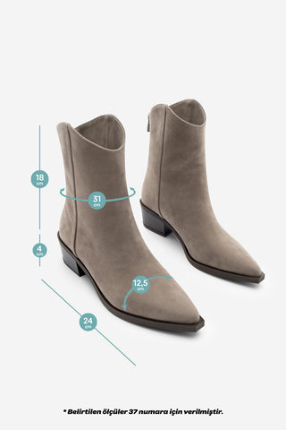 Kadın Sivri Burun Western Bot Vildo - Vizon Süet