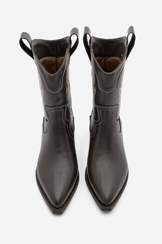 Kadın Sivri Burun Western Bot Tevlus - Kahve