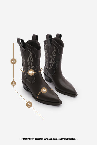 Kadın Sivri Burun Western Bot Tevlus - Kahve