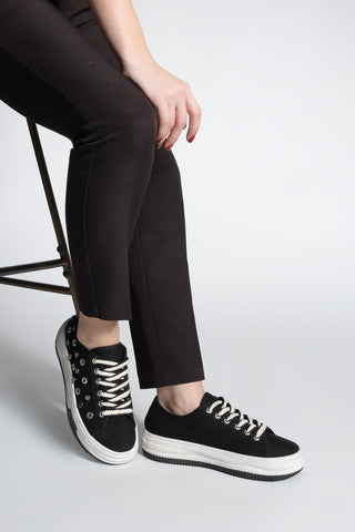 Kadın Sneaker Troklu Zımbalı Spor Ayakkabı Viben - Siyah